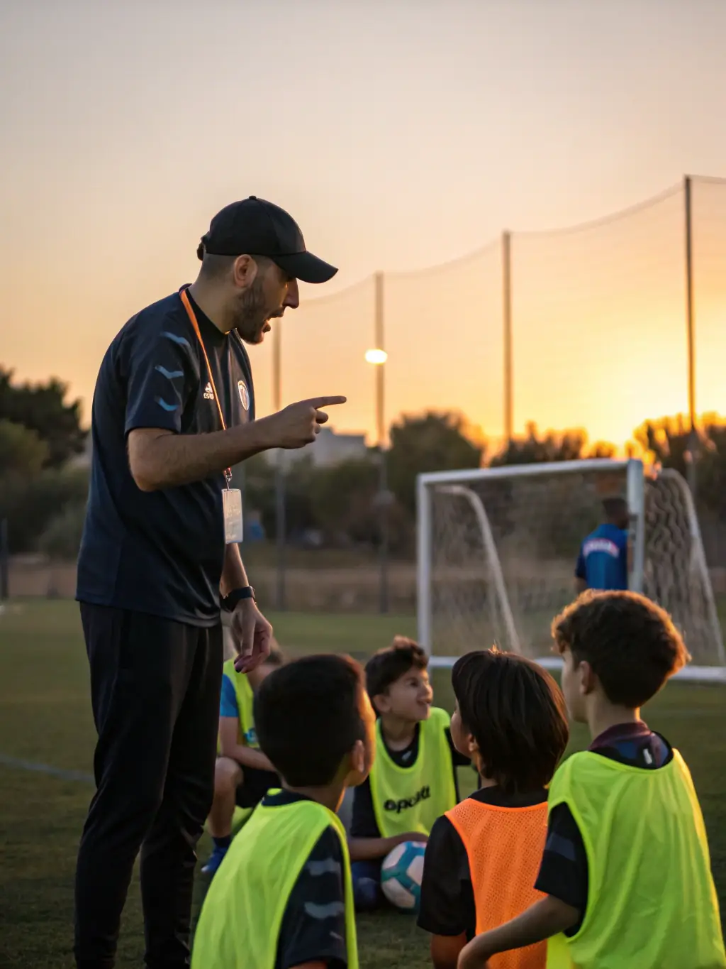 A coach mentoring a young player, emphasizing discipline and personal growth.
