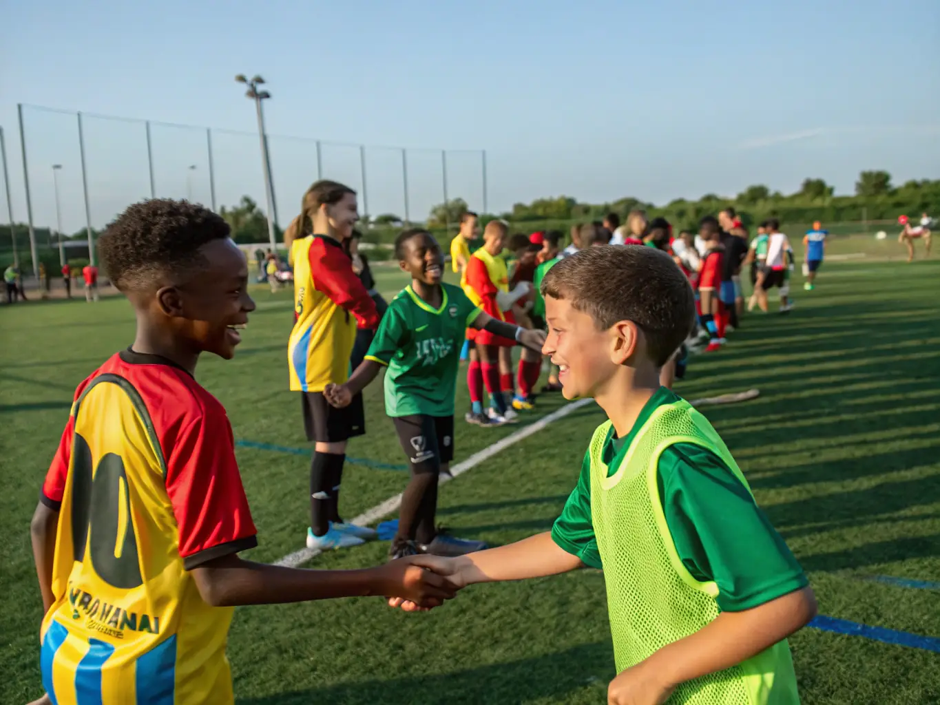 A community event organized by JABA JEUNESSE ASSOCIATION DE BAIL-AIR, showing diverse participants engaging in a friendly football match.